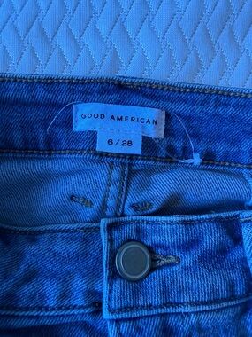 Good American Blue Denim cutoffs